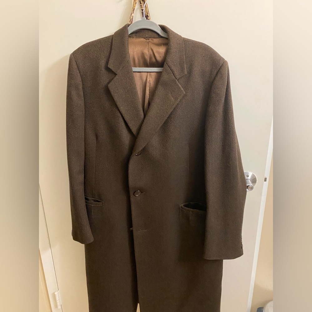 Brown Herringbone Overcoat